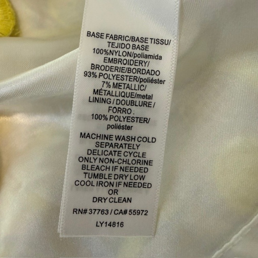 NWT Laundry by Shelli Segal Sunray Dress Floral Embroidery Yellow Taupe‎ White 8 - Picture 11 of 12